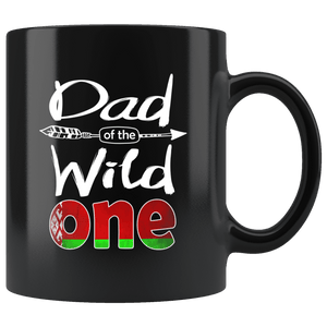 RobustCreative-Belarusian Dad of the Wild One Birthday Belarusian Flag Black 11oz Mug Gift Idea