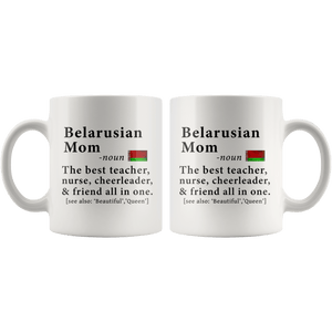 RobustCreative-Belarusian Mom Definition Belarusian Flag Mothers Day - 11oz White Mug family reunion gifts Gift Idea