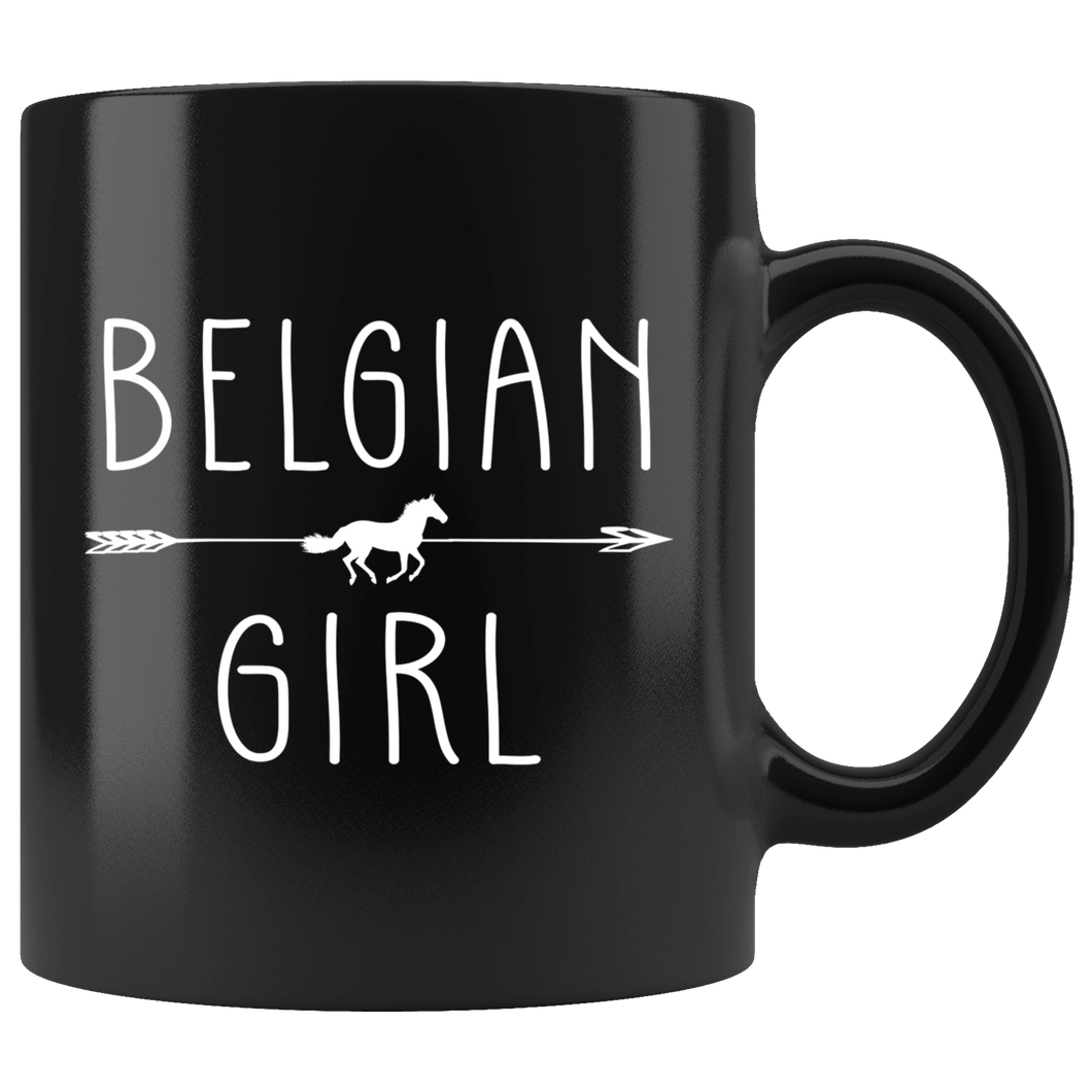 RobustCreative-Belgian Horse Girl Gifts Horses Lover Riding Racing - 11oz Black Mug Riding Lover Gift Idea