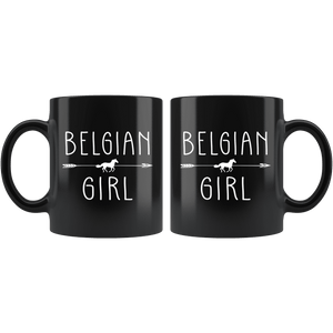 RobustCreative-Belgian Horse Girl Gifts Horses Lover Riding Racing - 11oz Black Mug Riding Lover Gift Idea