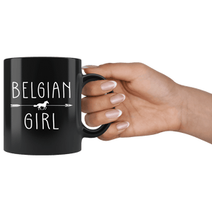 RobustCreative-Belgian Horse Girl Gifts Horses Lover Riding Racing - 11oz Black Mug Riding Lover Gift Idea