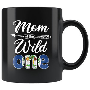 RobustCreative-Belizean Mom of the Wild One Birthday Belize Flag Black 11oz Mug Gift Idea
