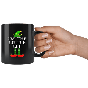 RobustCreative-Im The Little Elf Matching Family Christmas - 11oz Black Mug Christmas group green pjs costume Gift Idea