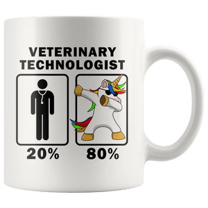 RobustCreative-Veterinary Technologist Dabbing Unicorn 80 20 Principle Graduation Gift Mens - 11oz White Mug Medical Personnel Gift Idea