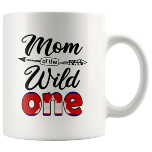RobustCreative-Cambodian Mom of the Wild One Birthday Cambodia Flag White 11oz Mug Gift Idea
