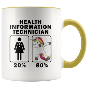 RobustCreative-Health Information Technician Dabbing Unicorn 80 20 Principle Superhero Girl Womens - 11oz Accent Mug Medical Personnel Gift Idea