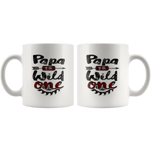 Load image into Gallery viewer, RobustCreative-Papa of the Wild One Lumberjack Woodworker Sawdust - 11oz White Mug red black plaid Woodworking saw dust Gift Idea
