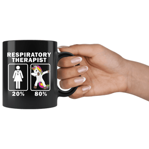 RobustCreative-Respiratory Therapist Dabbing Unicorn 80 20 Principle Superhero Girl Womens - 11oz Black Mug Medical Personnel Gift Idea