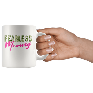 RobustCreative-Fearless Mommy Camo Hard Charger Veterans Day - Military Family 11oz White Mug Retired or Deployed support troops Gift Idea - Both Sides Printed