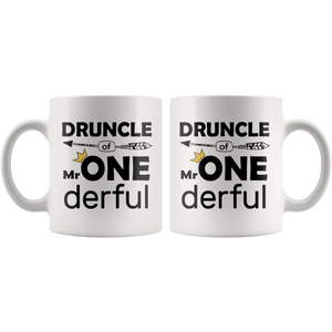 RobustCreative-Druncle of Mr Onederful Crown 1st Birthday Baby Boy Outfit White 11oz Mug Gift Idea
