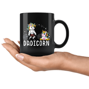 RobustCreative-Dadicorn Unicorn Dad Fitness Gym Weightlifting Birthday Party Black 11oz Mug Gift Idea