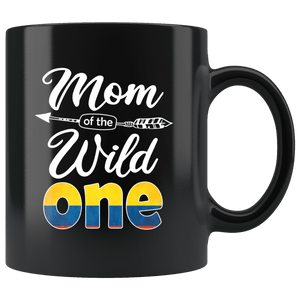 RobustCreative-Colombian Mom of the Wild One Birthday Colombia Flag Black 11oz Mug Gift Idea