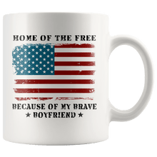 Load image into Gallery viewer, RobustCreative-Home of the Free Boyfriend USA Patriot Family Flag - Military Family 11oz White Mug Retired or Deployed support troops Gift Idea - Both Sides Printed
