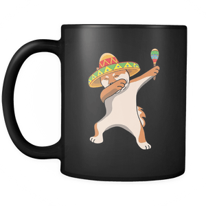 RobustCreative-Dabbing Shiba Inu Dog in Sombrero - Cinco De Mayo Mexican Fiesta - Dab Dance Mexico Party - 11oz Black Funny Coffee Mug Women Men Friends Gift ~ Both Sides Printed