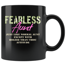 Load image into Gallery viewer, RobustCreative-Just Like Normal Fearless Aunt Camo Uniform - Military Family 11oz Black Mug Active Component on Duty support troops Gift Idea - Both Sides Printed
