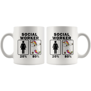 RobustCreative-Social Worker Dabbing Unicorn 80 20 Principle Superhero Girl Womens - 11oz White Mug Medical Personnel Gift Idea