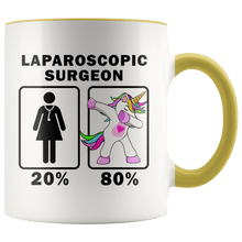 Load image into Gallery viewer, RobustCreative-Laparoscopic Surgeon Dabbing Unicorn 20 80 Principle Superhero Girl Womens - 11oz Accent Mug Medical Personnel Gift Idea
