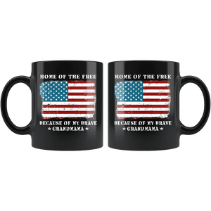 RobustCreative-Home of the Free Grandmama USA Patriot Family Flag - Military Family 11oz Black Mug Retired or Deployed support troops Gift Idea - Both Sides Printed