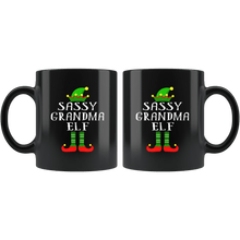 Load image into Gallery viewer, RobustCreative-Im The Sassy Grandma Elf Family Matching Outfits PJ - 11oz Black Mug Christmas group green pjs costume Gift Idea
