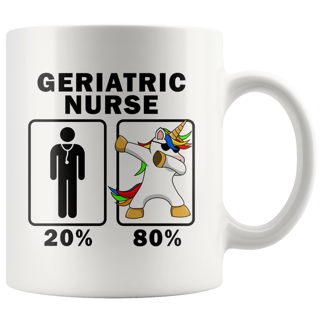 RobustCreative-Geriatric Nurse Dabbing Unicorn 80 20 Principle Graduation Gift Mens - 11oz White Mug Medical Personnel Gift Idea