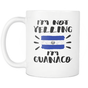RobustCreative-I'm Not Yelling I'm Guanaco Flag - El Salvador Pride 11oz Funny White Coffee Mug - Coworker Humor That's How We Talk - Women Men Friends Gift - Both Sides Printed (Distressed)