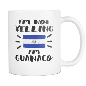 RobustCreative-I'm Not Yelling I'm Guanaco Flag - El Salvador Pride 11oz Funny White Coffee Mug - Coworker Humor That's How We Talk - Women Men Friends Gift - Both Sides Printed (Distressed)