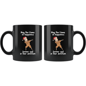 RobustCreative-Llama Dabbing Santa Spit Happens Quote Saying Cute - 11oz Black Mug Christmas gift idea Gift Idea
