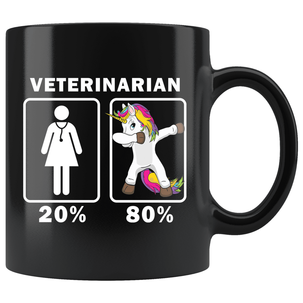 RobustCreative-Veterinarian Dabbing Unicorn 80 20 Principle Superhero Girl Womens - 11oz Black Mug Medical Personnel Gift Idea