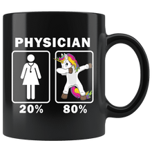 Load image into Gallery viewer, RobustCreative-Physician Dabbing Unicorn 80 20 Principle Superhero Girl Womens - 11oz Black Mug Medical Personnel Gift Idea
