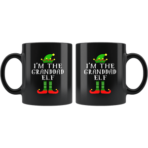 RobustCreative-Im The Granddad Elf Matching Family Christmas - 11oz Black Mug Christmas group green pjs costume Gift Idea