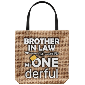 RobustCreative-Brother In Law of Mr Onederful  1st Birthday Baby Boy Outfit Tote Bag Gift Idea