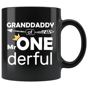 RobustCreative-Granddaddy of Mr Onederful Crown 1st Birthday Baby Boy Outfit Black 11oz Mug Gift Idea