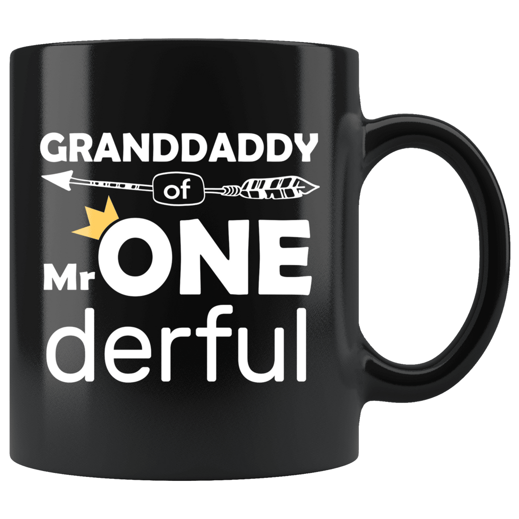 RobustCreative-Granddaddy of Mr Onederful Crown 1st Birthday Baby Boy Outfit Black 11oz Mug Gift Idea