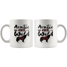Load image into Gallery viewer, RobustCreative-Strong Auntie of the Wild One Wolf 1st Birthday Wolves - 11oz White Mug red black plaid pajamas Gift Idea
