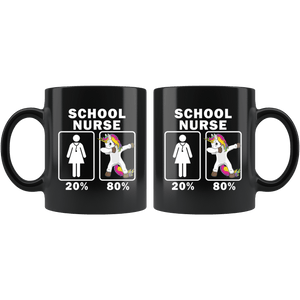 RobustCreative-School Nurse Dabbing Unicorn 80 20 Principle Superhero Girl Womens - 11oz Black Mug Medical Personnel Gift Idea