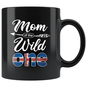 RobustCreative-Icelander Mom of the Wild One Birthday Iceland Flag Black 11oz Mug Gift Idea