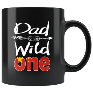RobustCreative-Chinese Dad of the Wild One Birthday China Flag Black 11oz Mug Gift Idea