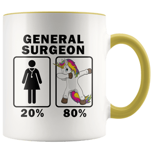 RobustCreative-General Surgeon Dabbing Unicorn 80 20 Principle Superhero Girl Womens - 11oz Accent Mug Medical Personnel Gift Idea