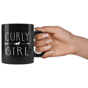 RobustCreative-Curly Horse Girl Gifts Horses Lover Riding Racing - 11oz Black Mug Riding Lover Gift Idea