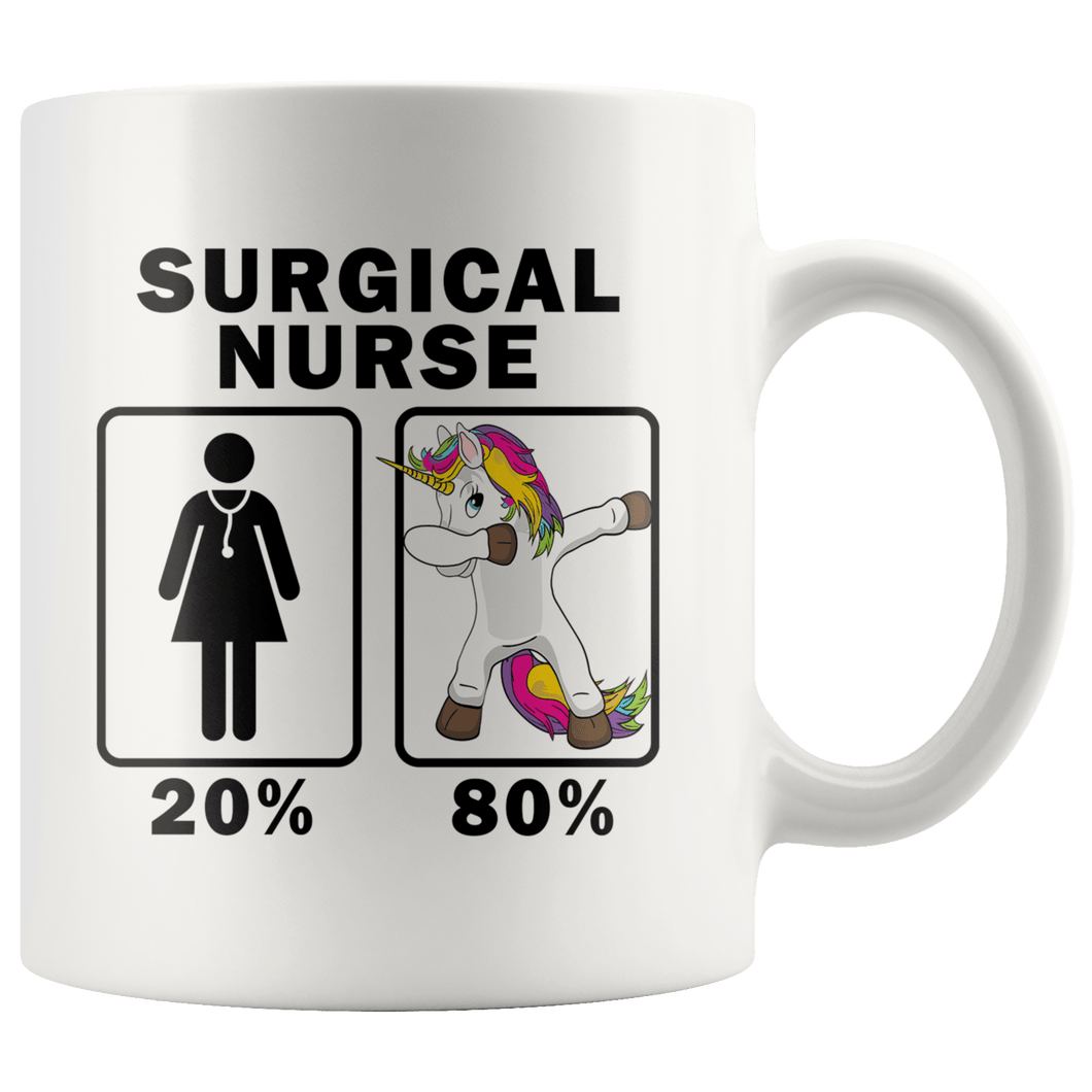 RobustCreative-Surgical Nurse Dabbing Unicorn 80 20 Principle Superhero Girl Womens - 11oz White Mug Medical Personnel Gift Idea