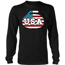 Load image into Gallery viewer, RobustCreative-Vintage USA Curling American Flag Curling Stone Classic Long Sleeve Shirt
