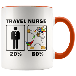 RobustCreative-Travel Nurse Dabbing Unicorn 80 20 Principle Graduation Gift Mens - 11oz Accent Mug Medical Personnel Gift Idea