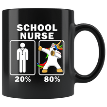 Load image into Gallery viewer, RobustCreative-School Nurse Dabbing Unicorn 80 20 Principle Graduation Gift Mens - 11oz Black Mug Medical Personnel Gift Idea
