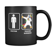Load image into Gallery viewer, RobustCreative-Trauma Surgeon VS Doctor Dabbing Unicorn - Legendary Healthcare 11oz Funny Black Coffee Mug - Medical Graduation Degree - Friends Gift - Both Sides Printed
