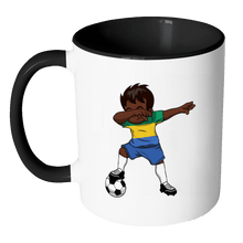Load image into Gallery viewer, RobustCreative-Dabbing Soccer Boy Gabon Gabonese Libreville Gifts National Soccer Tournament Game 11oz Black &amp; White Coffee Mug ~ Both Sides Printed
