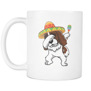 RobustCreative-Dabbing Cavalier King Charles Spaniel Dog in Sombrero - Cinco De Mayo Mexican Fiesta - Dab Dance Mexico Party - 11oz White Funny Coffee Mug Women Men Friends Gift ~ Both Sides Printed