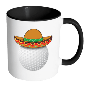 RobustCreative-Funny Golf Ball Mexican Sports - Cinco De Mayo Mexican Fiesta - No Siesta Mexico Party - 11oz Black & White Funny Coffee Mug Women Men Friends Gift ~ Both Sides Printed