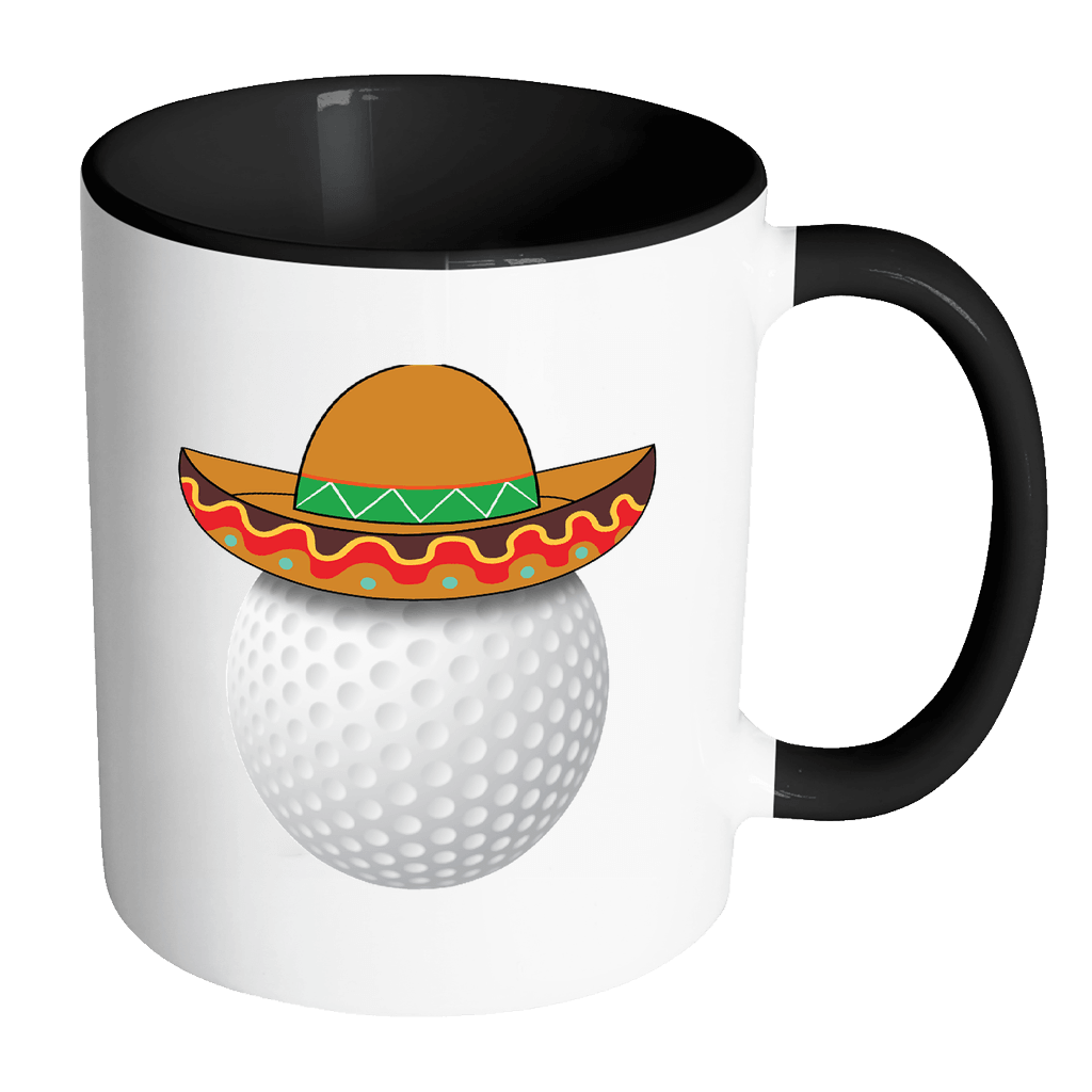 RobustCreative-Funny Golf Ball Mexican Sports - Cinco De Mayo Mexican Fiesta - No Siesta Mexico Party - 11oz Black & White Funny Coffee Mug Women Men Friends Gift ~ Both Sides Printed