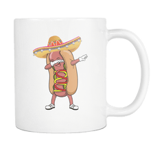 Load image into Gallery viewer, RobustCreative-Dabbing Hotdog Sombrero - Cinco De Mayo Mexican Fiesta - No Siesta Mexico Party - 11oz White Funny Coffee Mug Women Men Friends Gift ~ Both Sides Printed
