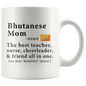 RobustCreative-Bhutanese Mom Definition Bhutan Flag Mothers Day - 11oz White Mug family reunion gifts Gift Idea